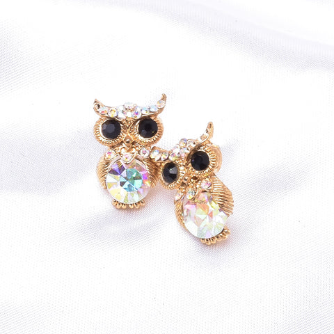 Cute Owl Crystal Earring_4 colors