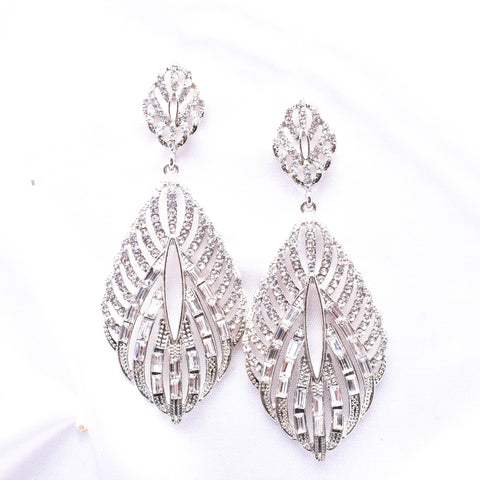 Victorian filigree Baguette crystal earring_2 colors