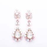 Round Stone Trimmed Teardrop Evening Earring_15 colors