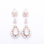 Round Stone Trimmed Teardrop Evening Earring_15 colors