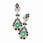 Round Stone Trimmed Teardrop Evening Earring_15 colors