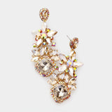 Elegant fancy crystal floral earring_10 colors