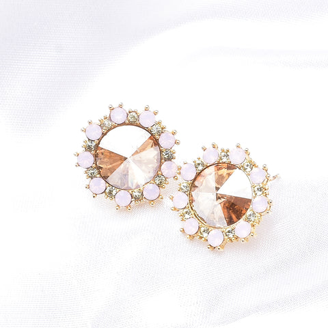 Classic Round Fancy Crystal Earring_3 colors