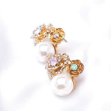 Charming Rose Flower Crystal & Pearl Earring_5 colors