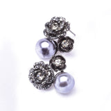 Charming Rose Flower Crystal & Pearl Earring_5 colors