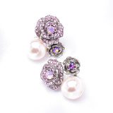 Charming Rose Flower Crystal & Pearl Earring_5 colors