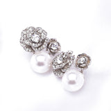 Charming Rose Flower Crystal & Pearl Earring_5 colors