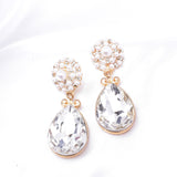 Elegant Tear drop Pearl & Crystal Earring_2 colors