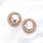 Classic Triple circle line Round Crystal Earring_4 colors