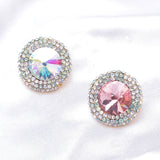 Classic Triple circle line Round Crystal Earring_4 colors