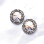 Classic Triple circle line Round Crystal Earring_4 colors