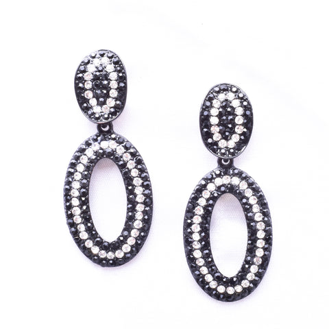 Oval open pave crystal earring_6 colors