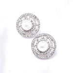 Circle Line Fresh Water Pearl & Crystal Earring_3 colors