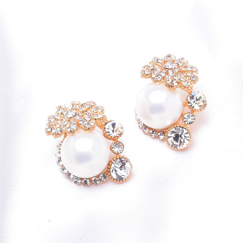 Classic Fresh water Pearl & Flower Crystal Earring_4 colors