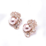 Classic Fresh water Pearl & Flower Crystal Earring_4 colors