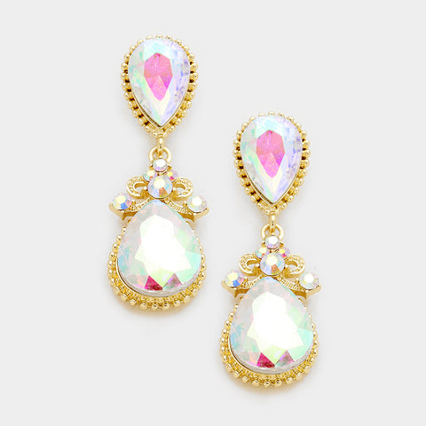 Charming Tear drop up and down Fancy Crystal Earring_5 colors