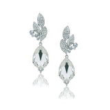 Crystal & Pearl Pave Leaf Teardrop Evening Earrings_6 colors