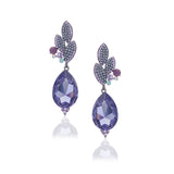 Crystal & Pearl Pave Leaf Teardrop Evening Earrings_6 colors