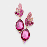 Crystal Pave Leaf Teardrop Evening Earrings_22 colors