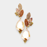 Crystal Pave Leaf Teardrop Evening Earrings_22 colors