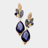 Crystal Pave Leaf Teardrop Evening Earrings_22 colors