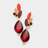 Crystal Pave Leaf Teardrop Evening Earrings_22 colors