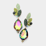 Crystal Pave Leaf Teardrop Evening Earrings_22 colors