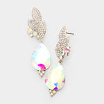 Crystal Pave Leaf Teardrop Evening Earrings_22 colors