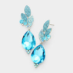 Crystal Pave Leaf Teardrop Evening Earrings_22 colors