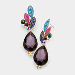 Crystal Pave Leaf Teardrop Evening Earrings_22 colors