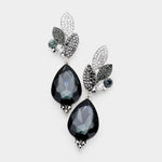 Crystal Pave Leaf Teardrop Evening Earrings_22 colors