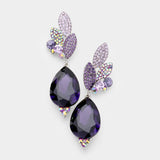 Crystal Pave Leaf Teardrop Evening Earrings_22 colors