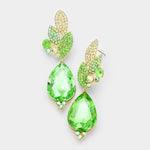 Crystal Pave Leaf Teardrop Evening Earrings_22 colors