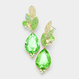 Crystal Pave Leaf Teardrop Evening Earrings_22 colors