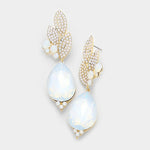 Crystal Pave Leaf Teardrop Evening Earrings_22 colors