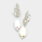 Crystal Pave Leaf Teardrop Evening Earrings_22 colors