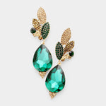 Crystal Pave Leaf Teardrop Evening Earrings_22 colors