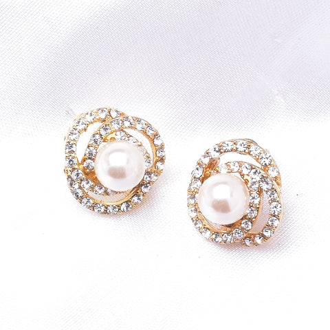 Classic Triple Circle Crystal & Pearl Earring_2 colors