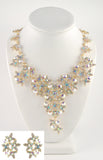 Elegant fancy flower shape crystal Necklace_3 colors