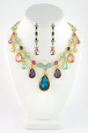 Tear drop fancy crystal Victorian Necklace_4 colors