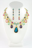 Tear drop fancy crystal Victorian Necklace_4 colors