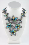 Elegant fancy marquise crystal flower Necklace_3 colors