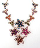 Elegant fancy marquise crystal flower Necklace_3 colors