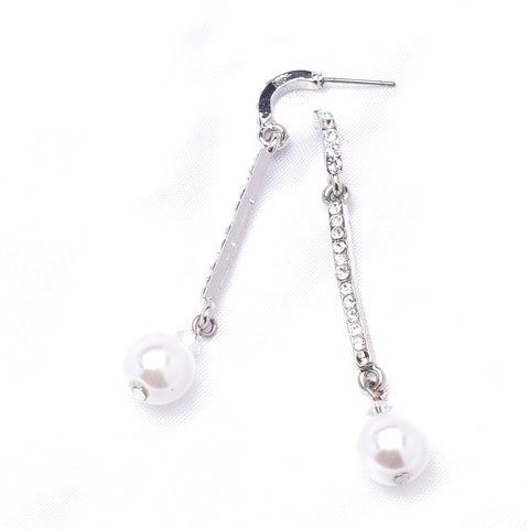 Charming Fresh Pearl & Crystal long Earring_3 colors