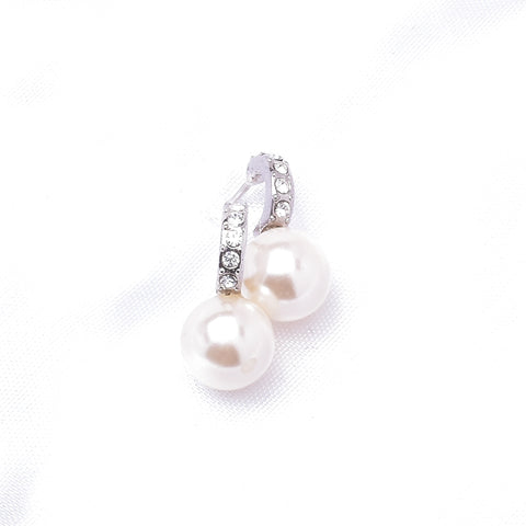 Charming Fresh Pearl & Crystal Small Hoop Earring_2 colors