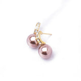 Charming Fresh Pearl & Crystal Small Hoop Earring_2 colors