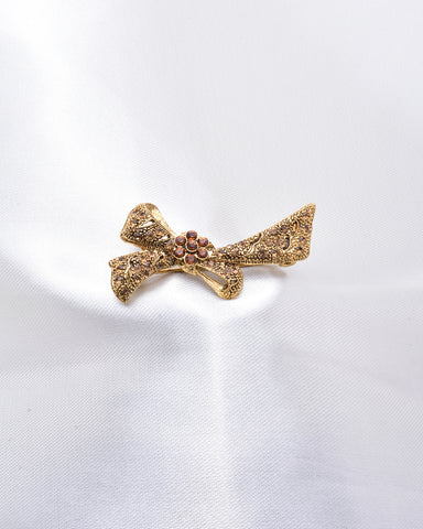 Classic Antique Bow Crystal Brooch