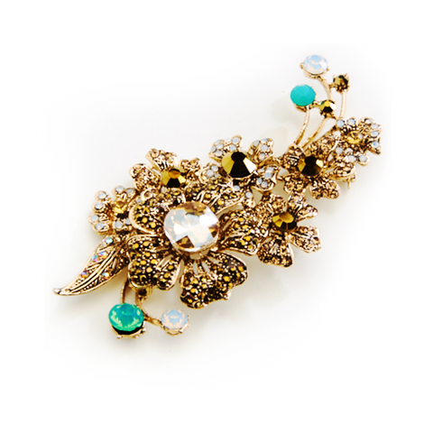 Classic Crystal Flower Stone Pendant Brooch_8 colors
