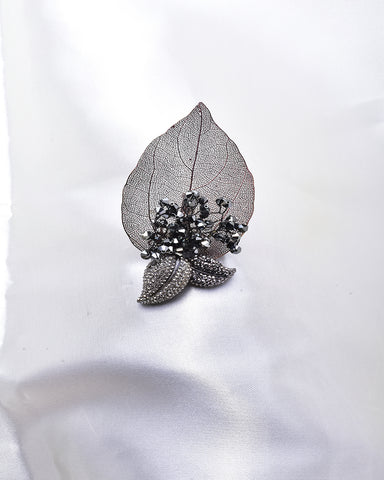 CRYSTAL BEADS & Crystal LEAF BROOCH_2 colors