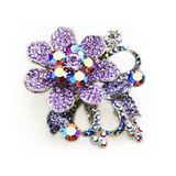 Crystal Flower Paved Pin Brooch_4 colors